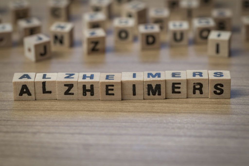 Alzheimers written in wooden cubes