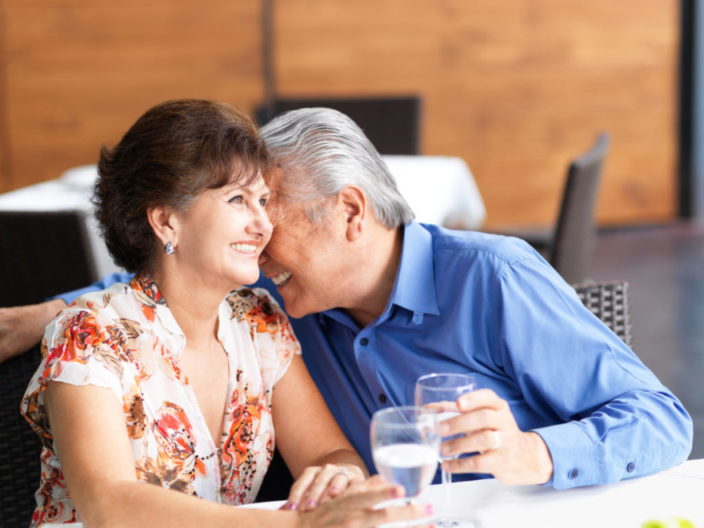 Cheerful and affectionate senior couple