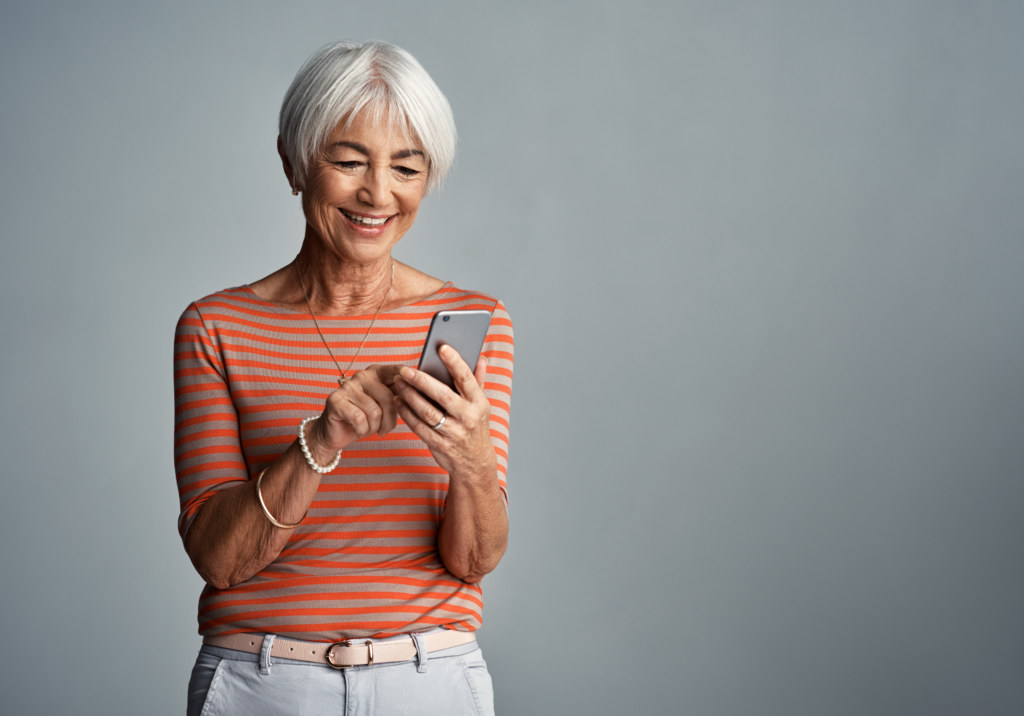 Elderly using a smartphone app.