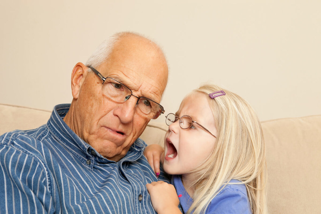 Grandchild yelling into ear