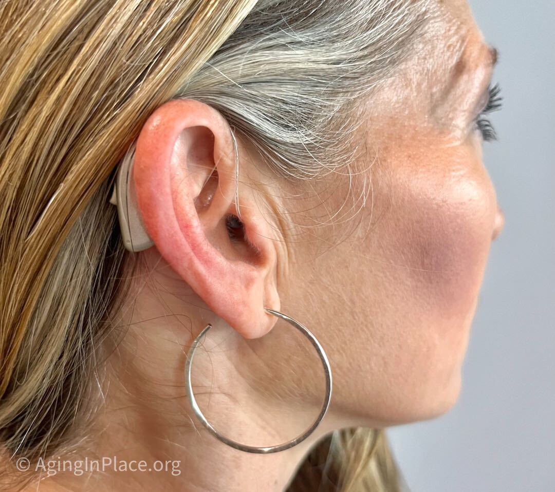 hearing aid fitted on a person