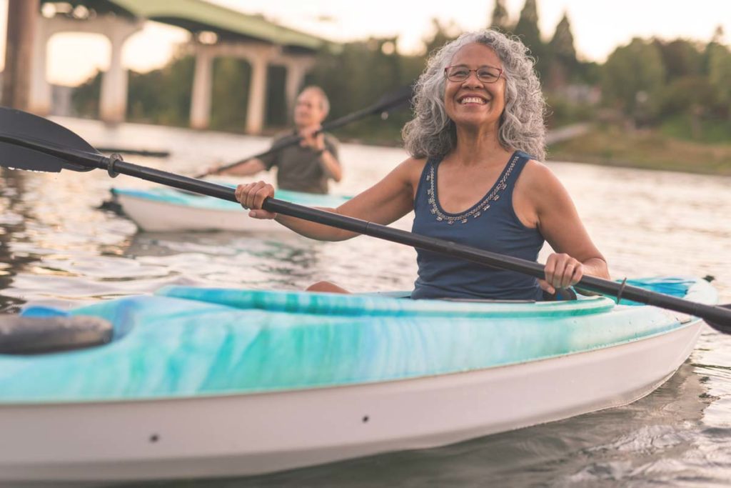 Senior woman Boating