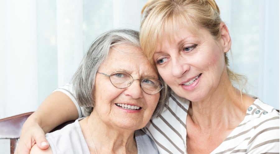 Elder mother with her daughter