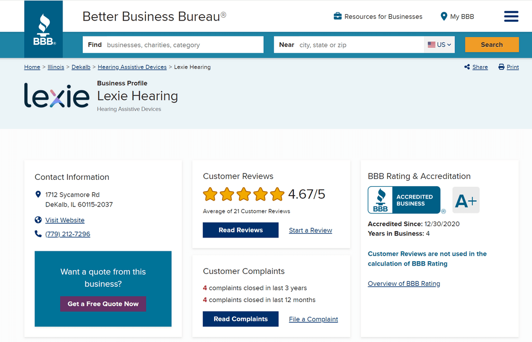 lexie customer review on Better Business Bureau