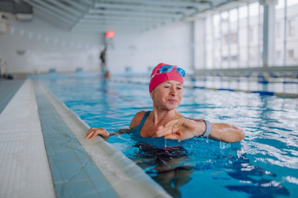 senior woman swimming